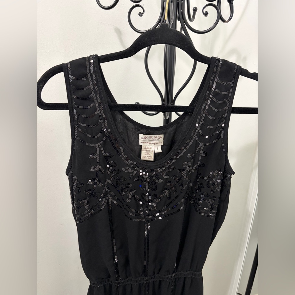 Chic Black Embellished Mini Dress